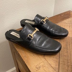 Steve Madden loafers, size 8, black with gold accent